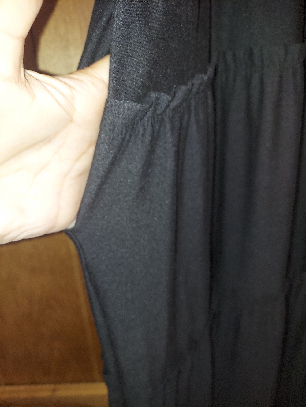 Zenana V Neck Cami Maxi Tiered Ruffled Dress Stretch Side Pockets Black Size S - Picture 3 of 5